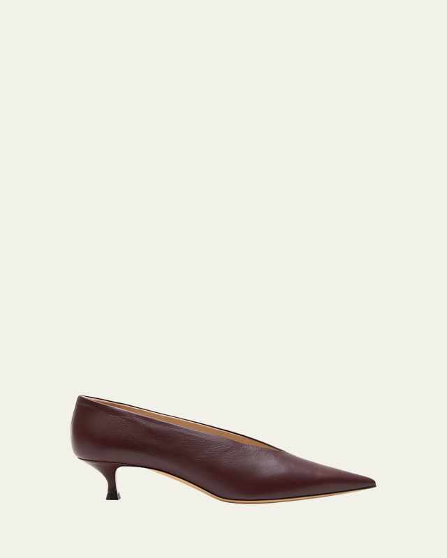 Babouche Leather Kitten Pumps